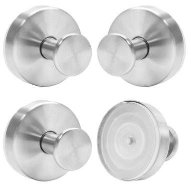 Imagem de LifCratms 4 ganchos de ventosa para chuveiro, ganchos de toalha de aço inoxidável para banheiro, cozinha, porta de vidro, espelho, azulejo (prata)