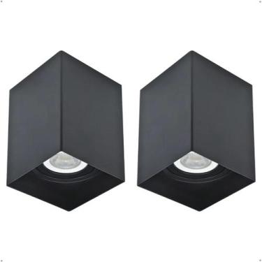 Imagem de 2 Luminárias De Sobrepor Quadrada Preto Fênix Pix Iluminação