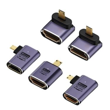 Imagem de MysRuida Adaptador 8K @60Hz UHD Micro HDMI 2.1 para HDMI 2.1, pacote com 5, conversor bidirecional 3D 48Gbps, conector fêmea macho para monitores Xbox PS5 HDTV projetores, HDR dinâmico, compatível com