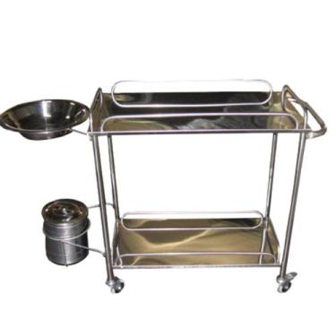 Imagem de Carro Curativo Hospitalar Com Balde e Bacia Inox - Metal Solution