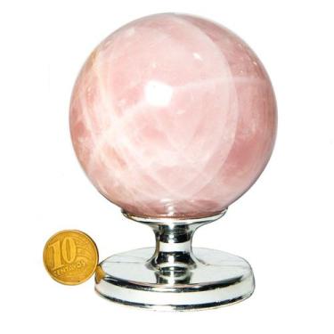 Imagem de 01 Esfera Quartzo Rosa Natural 500 a 600g 7 a 8cm Classe C - Cristaisd