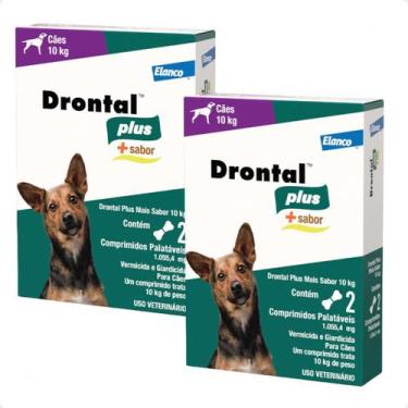 Imagem de Kit 2 Vermífugo Drontal Plus Tasty Dog 10KG 2 comprimidos - Elanco