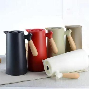 Imagem de Garrafa Térmica Minimalista com Cabo de Madeira  1L - ECO'S WOOD, Azul