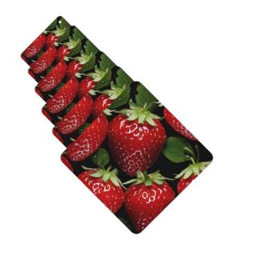 Imagem de 6 peças aromatizadores de ar de carro personalizados comprimidos de aromaterapia de morango vermelho pendurados cartões perfumados de fragrância engraçados chips de incenso para acessórios de espelho