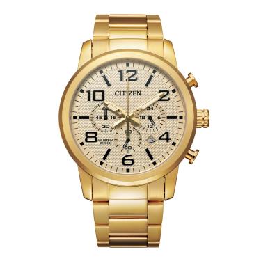 Imagem de Citizen Relógio masculino de quartzo, aço inoxidável, clássico, dourado (modelo: AN8052-55P)
