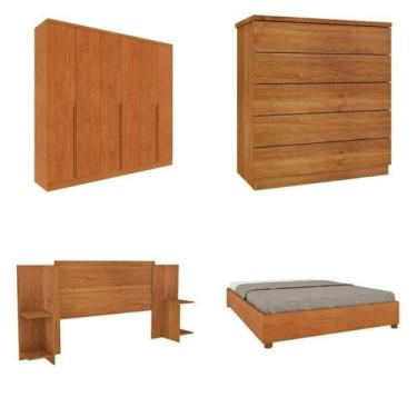 Imagem de Quarto Casal Completo Guarda-roupa 6 Portas Londres Cama Mônaco com Ca