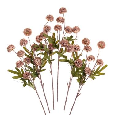 Imagem de SITUMEIZI Flores artificiais de crisântemo para mães falsas de seda com haste longa, 6 peças, mini arranjos de flores kiku artificiais para decoração de festa em casa e casamento