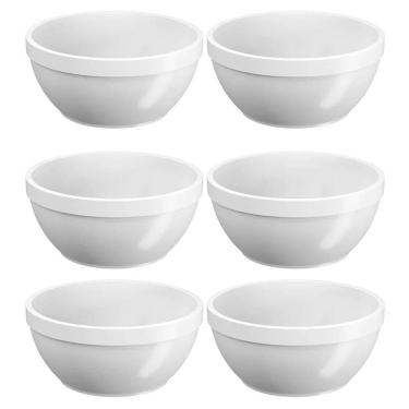 Imagem de Kit 6 Cumbucas Plásticas 300ml Brancas Bowl Sobremesa Sorvete Sopa Caldos Uno Coza