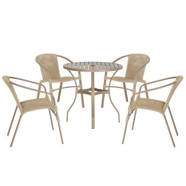 Imagem de 04 Cadeiras Floripa E Mesa Roma 80cm Fendi Trama Original Rami