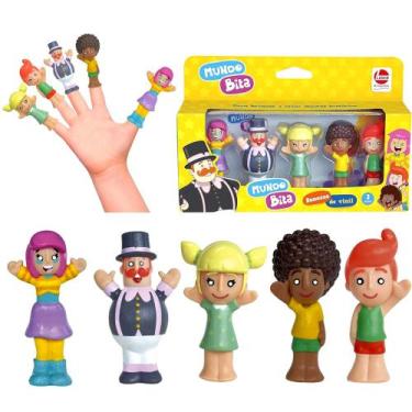 Imagem de Coleção 5 Dedoches Mundo Bita Brinquedo de Banho Vinil Fantoches de De