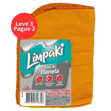 Imagem de Pano de Flanela Limpaki 30cm x 40cm - Leve 3 Pague 2