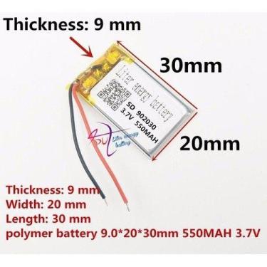 Imagem de Bateria 2 C/ 2 Fios 3,7v 550mah  9mm X 20mm X 30mm  Nova - bgb