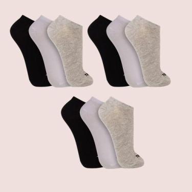 Imagem de Kit 9 Pares Meia Soquete Masculina Sport Trifil Dia a Dia, Preto, Bran