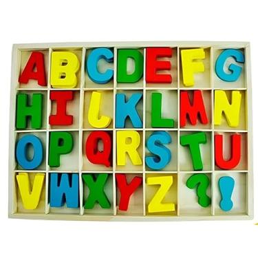 Imagem de Alfabeto Móvel Didático em Madeira, 56 Peças Coloridas, para Crianças +4 Anos