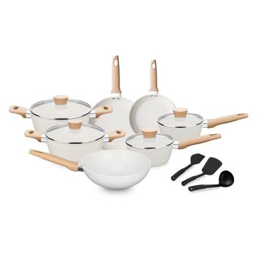 Imagem de Jogo de Panelas MTA Carmela 10 Peças com Tampa de Vidro - Vanilla