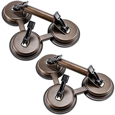 Imagem de HEIHAK 2 Pack Triple Suction Cup Lifter, Heavy Duty Glass Lifting Suction Cups Aluminum Vacuum Plate Handle Glass Holder, Triple Suction Cups for Glass Tile Car Glass Moving Y