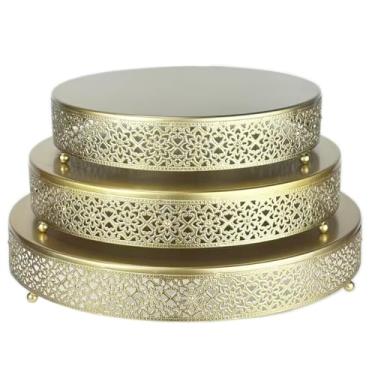 Imagem de 2 peças de suporte de bolo de metal, 30,5 cm, 35,5 cm, 40,6 cm, grande, redondo, sobremesa, suporte para exibição de bolo, decoração para festa de casamento, aniversário, chás de bebê, aniversário