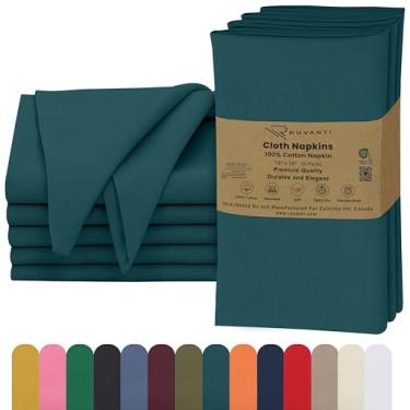 Imagem de RUVANTI Conjunto De 6 Guardanapos Pano Ruvanti, 45X45 Cm, 100% Algodão, Laváveis, Macios E Absorventes, Perfeitos Para Jantares Casamento, Natal Ação Graças - Azul-Petróleo