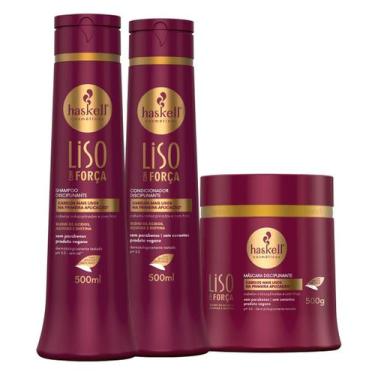Imagem de Kit Haskell Liso Com Força P/ cabelo Liso Com Frizz 500ml