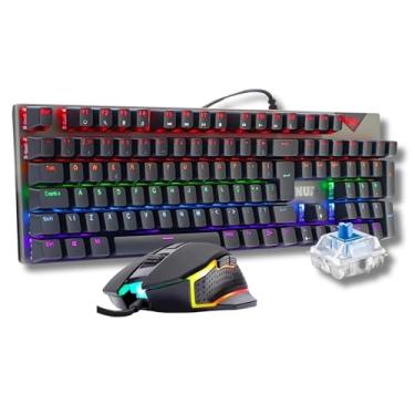 Imagem de Kit Teclado Gamer Mecanico 100% Antighosting e Mouse Gamer Ergonomico 6 Botões 4800 DPI - Led RGB