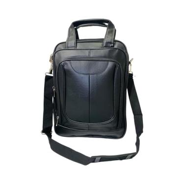Imagem de Mochila Couro Reforçada Executiva Masculina Notebook Transversal Carteiro Tiracolo Trabalho Viagem