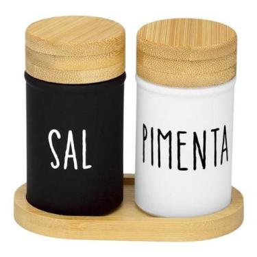 Imagem de Kit Conjunto Porta Temperos Condimentos Saleiro E Pimenteiro Em Vidro 