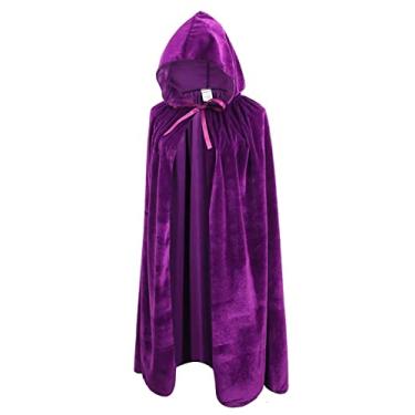 Imagem de OurLore Capa De Veludo Infantil Com Capuz, Unissex, Cosplay Infantil, Fantasia Halloween E Natal (Roxo, 100 Cm/39,4 Polegadas)