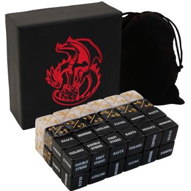 Imagem de Extalas 50-Piece MTG dice Set for Magic The Gathering Starter kit - counters, Tokens, Life Tracker with Creature Stats & abilities Keywords (Text Version)