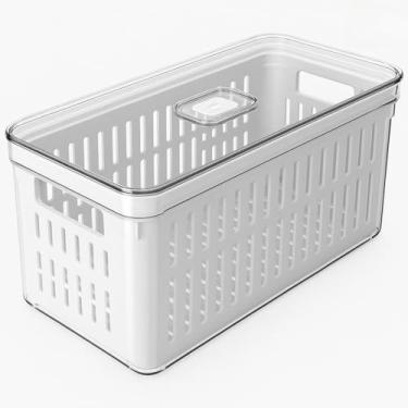 Imagem de Kit Pote Organizador de Geladeira Clear Fresh 5L Com 3 Cestos Ou Para Alimento Frutas e Verduras(3 und sem divisória)