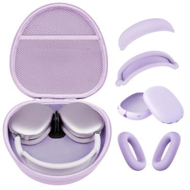 Imagem de Capa rígida para AirPods Max suporta modo de hibernação, capa de fone de ouvido para transporte de viagem com AirPods Max, capa de silicone para fones de ouvido/faixa de cabeça, bolsa protetora