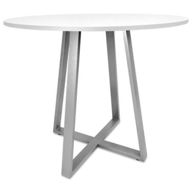 Imagem de Mesa De Jantar Para Cozinha Em aço Estilo Industrial Gizé Tampo Redond