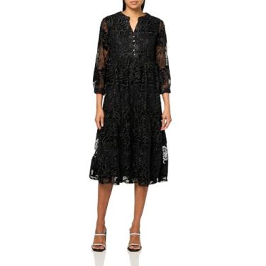 Imagem de John Mark Vestido midi feminino de renda e manga comprida, Preto, P