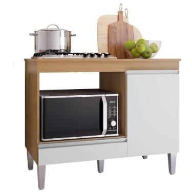 Imagem de Balcão Para Cooktop 1 Porta 1 Gaveta Com Tampo Cátia Amêndoa/branco - 