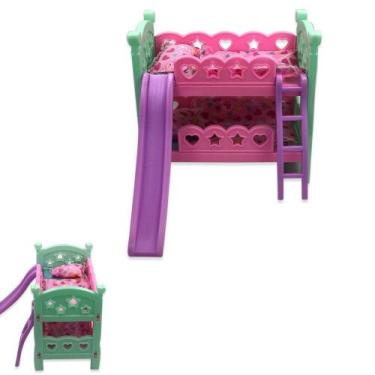 Imagem de Brinquedo Berço De Boneca Com Escorregador Modelo Beliche Rosa - WELLM