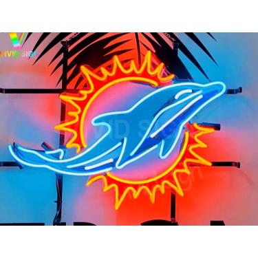 Imagem de Queen Sense 20"x16" For Miamis Sports Team Dolphin Neon Sign Light Lamp with HD Vivid Printing Tech Artwork A120MDLV2VVD