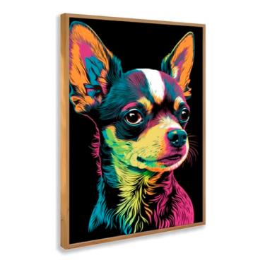 Imagem de Quadro Decorativo Cachorro Chihuahua Colorido Arte Pop Pet Divertido Estilo Criativo Moderno Parede Quarto Com Moldura