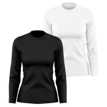 Imagem de Kit 2 Camisetas Manga Longa Segunda Pele Feminina Lisa Dry Academia Fit-Feminino