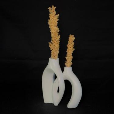 Imagem de Arranjo de Flores Sempre-Vivas Naturais em Vaso Decorativo DUPLO, Bran