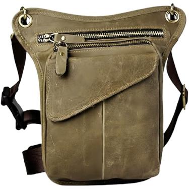 Imagem de Bolsa tiracolo de couro vintage, multifuncional, bolsa de ombro para homens, Verde 3, 6.3Inches X 2.7 Inches X 10.2 Inches, Pochete de couro vintage