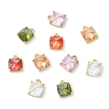 Imagem de UR URLIFEHALL 10 peças de pingentes de zircônia cúbica de cubo de 5 cores minúsculos pingentes quadrados de pedra do mês de nascimento para pulseiras, colares, suprimentos para fabricação de joias