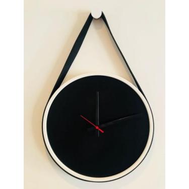Imagem de Relógio Decorativo Adnet Branco Alça material sintético Preta Mostrado
