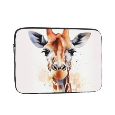 Imagem de Capa estilosa para laptop com girafa em aquarela de 15 polegadas, bolsa de transporte para computador, à prova de choque, capa protetora para notebook, bolsa portátil para laptop, à prova d'água, para