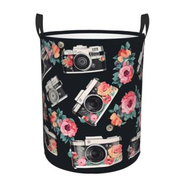 Imagem de Cesto de lavanderia para câmera floral, dobrável, impermeável, cesto de armazenamento de roupas com alças, pano Oxford, organizador de brinquedos, cesta para banheiro, lavanderia, quarto, pequeno