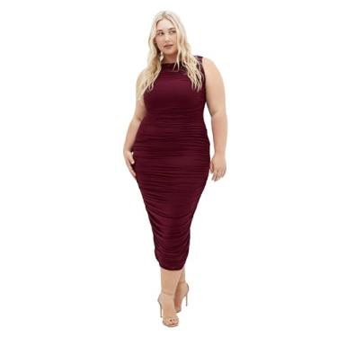 Imagem de City Chic Vestido feminino plus size - midi franzido halo, Cereja escura, 50