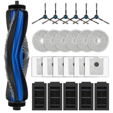 Imagem de (Pacote com 24) Peças de reposição T50 Pro para aspirador de pó ECOVACS DEEBOT T50 Pro/T50 Omni/ T50 Pro Omni/ T50 Max Pro Omni Robot, 1 escova de rolo, 6 escovas laterais, 6 sacos de pó, 5 filtros