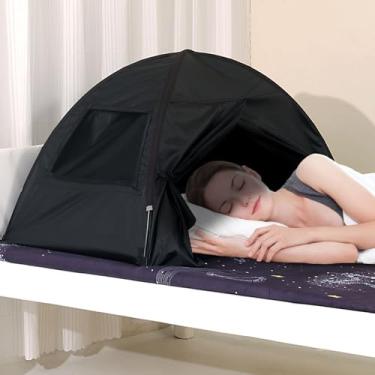 Imagem de Barraca para cama de dormir com bloqueio de luz e proteção blackout para melhorar o sono a qualquer hora, em qualquer lugar. Perfeito para turno noturno, dormitórios, viagens, cochilos e relaxamento