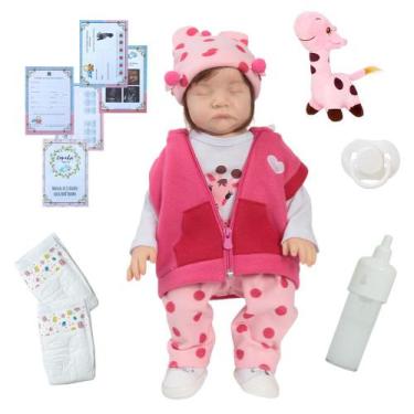 Imagem de Bebê Reborn Menina com Mamadeira e Look de Girafinha - Cegonha Reborn 