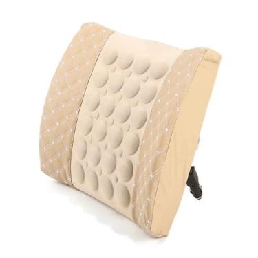 Imagem de Almofada Massageadora Elétrica para Carro e Caminhão, Massagem Vibratória, Suporte Lombar (Bege)