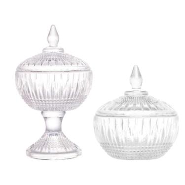 Imagem de Kit de Potiche de Cristal com Pé e Potiche 15cm QUEEN