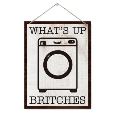 Imagem de Placa de lavanderia, decoração de parede de casa rústica, placas decorativas de parede de madeira, decoração de casa de fazenda para sala de lavar casa, decoração de lavanderia divertida, acessórios